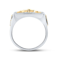 Load image into Gallery viewer, 10kt Two-tone Gold Mens Round Diamond Eagle Fashion Ring 3/4 Cttw
