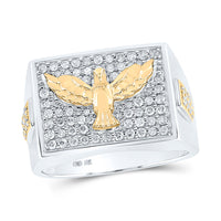Load image into Gallery viewer, 10kt Two-tone Gold Mens Round Diamond Eagle Fashion Ring 3/4 Cttw
