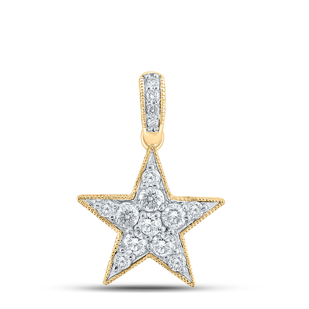 10kt Yellow Gold Womens Round Diamond Star Pendant 1/4 Cttw