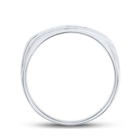 Load image into Gallery viewer, 14kt White Gold Mens Round Diamond Triple Row Band Ring 1/2 Cttw
