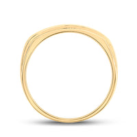 Load image into Gallery viewer, 14kt Yellow Gold Mens Round Diamond Triple Row Machine-set Band Ring 1/2 Cttw
