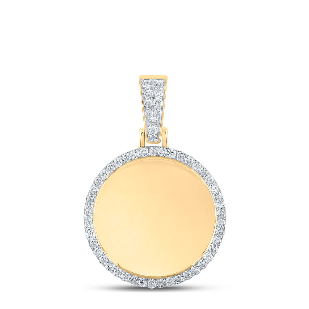 10kt Yellow Gold Mens Round Diamond Memory Circle Charm Pendant 3-1/5 Cttw