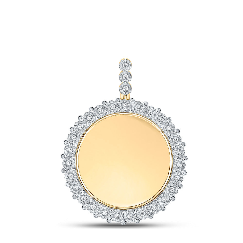 10kt Yellow Gold Mens Round Diamond Memory Circle Charm Pendant 2-1/2 Cttw