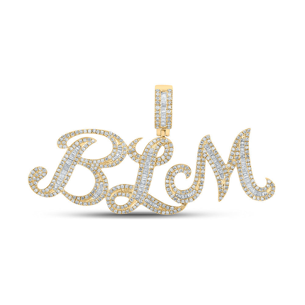 10kt Yellow Gold Mens Baguette Diamond BLM Charm Pendant 1-1/2 Cttw