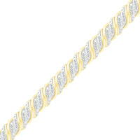 Load image into Gallery viewer, 10kt Yellow Gold Womens Round Diamond Tennis Bracelet 1/2 Cttw
