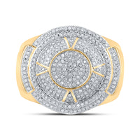 Load image into Gallery viewer, 10kt Yellow Gold Mens Round Diamond Circle Ring 3/4 Cttw
