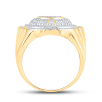 Load image into Gallery viewer, 10kt Yellow Gold Mens Round Diamond Circle Ring 3/4 Cttw
