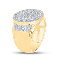 Load image into Gallery viewer, 10kt Yellow Gold Mens Round Diamond Circle Ring 7/8 Cttw
