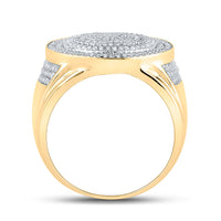 Load image into Gallery viewer, 10kt Yellow Gold Mens Round Diamond Circle Ring 7/8 Cttw
