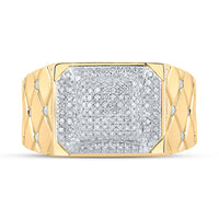 Load image into Gallery viewer, 10kt Yellow Gold Mens Round Diamond Cluster Ring 1/2 Cttw
