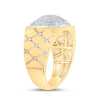 Load image into Gallery viewer, 10kt Yellow Gold Mens Round Diamond Cluster Ring 1/2 Cttw
