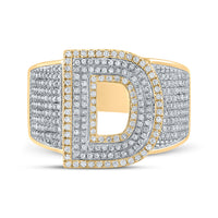 Load image into Gallery viewer, 10kt Two-tone Gold Mens Round Diamond Initial D Letter Ring 1 Cttw
