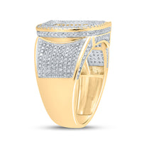 Load image into Gallery viewer, 10kt Two-tone Gold Mens Round Diamond Initial D Letter Ring 1 Cttw
