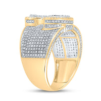 Load image into Gallery viewer, 10kt Two-tone Gold Mens Round Diamond Initial J Letter Ring 1-1/5 Cttw
