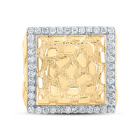 Load image into Gallery viewer, 10kt Yellow Gold Mens Round Diamond Nugget Square Ring 7/8 Cttw
