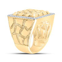 Load image into Gallery viewer, 10kt Yellow Gold Mens Round Diamond Nugget Square Ring 7/8 Cttw
