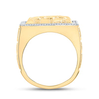 Load image into Gallery viewer, 10kt Yellow Gold Mens Round Diamond Nugget Square Ring 7/8 Cttw
