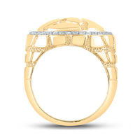 Load image into Gallery viewer, 10kt Yellow Gold Mens Round Diamond Nugget Circle Ring 3/4 Cttw
