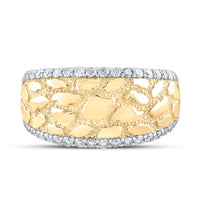 Load image into Gallery viewer, 10kt Yellow Gold Mens Round Diamond Nugget Band Ring 3/4 Cttw
