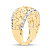 Load image into Gallery viewer, 10kt Yellow Gold Mens Round Diamond Nugget Band Ring 3/4 Cttw
