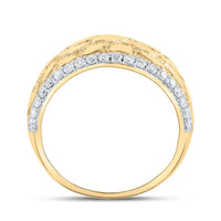 Load image into Gallery viewer, 10kt Yellow Gold Mens Round Diamond Nugget Band Ring 3/4 Cttw
