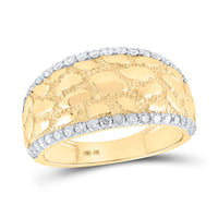 Load image into Gallery viewer, 10kt Yellow Gold Mens Round Diamond Nugget Band Ring 3/4 Cttw
