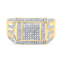 Load image into Gallery viewer, 10kt Yellow Gold Mens Round Diamond Square Ring 3/8 Cttw
