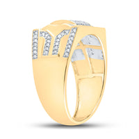 Load image into Gallery viewer, 10kt Yellow Gold Mens Round Diamond Square Ring 3/8 Cttw

