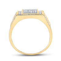 Load image into Gallery viewer, 10kt Yellow Gold Mens Round Diamond Square Ring 3/8 Cttw
