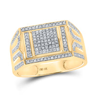 Load image into Gallery viewer, 10kt Yellow Gold Mens Round Diamond Square Ring 3/8 Cttw
