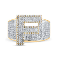 Load image into Gallery viewer, 10kt Two-tone Gold Mens Round Diamond F Initial Letter Ring 1 Cttw
