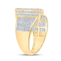 Load image into Gallery viewer, 10kt Two-tone Gold Mens Round Diamond F Initial Letter Ring 1 Cttw
