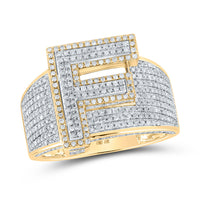 Load image into Gallery viewer, 10kt Two-tone Gold Mens Round Diamond F Initial Letter Ring 1 Cttw
