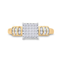 Load image into Gallery viewer, 14kt Yellow Gold Womens Princess Diamond Square Cluster Ring 1/3 Cttw
