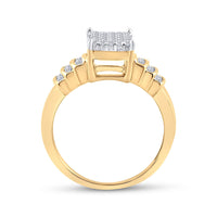 Load image into Gallery viewer, 14kt Yellow Gold Womens Princess Diamond Square Cluster Ring 1/3 Cttw
