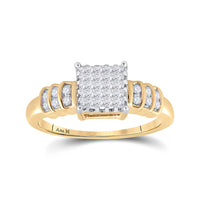 Load image into Gallery viewer, 14kt Yellow Gold Womens Princess Diamond Square Cluster Ring 1/3 Cttw
