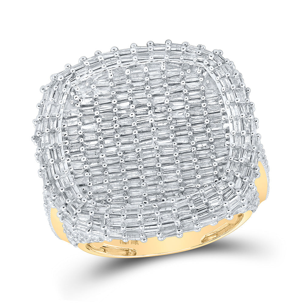 10kt Yellow Gold Mens Baguette Diamond Cluster Ring 6-7/8 Cttw