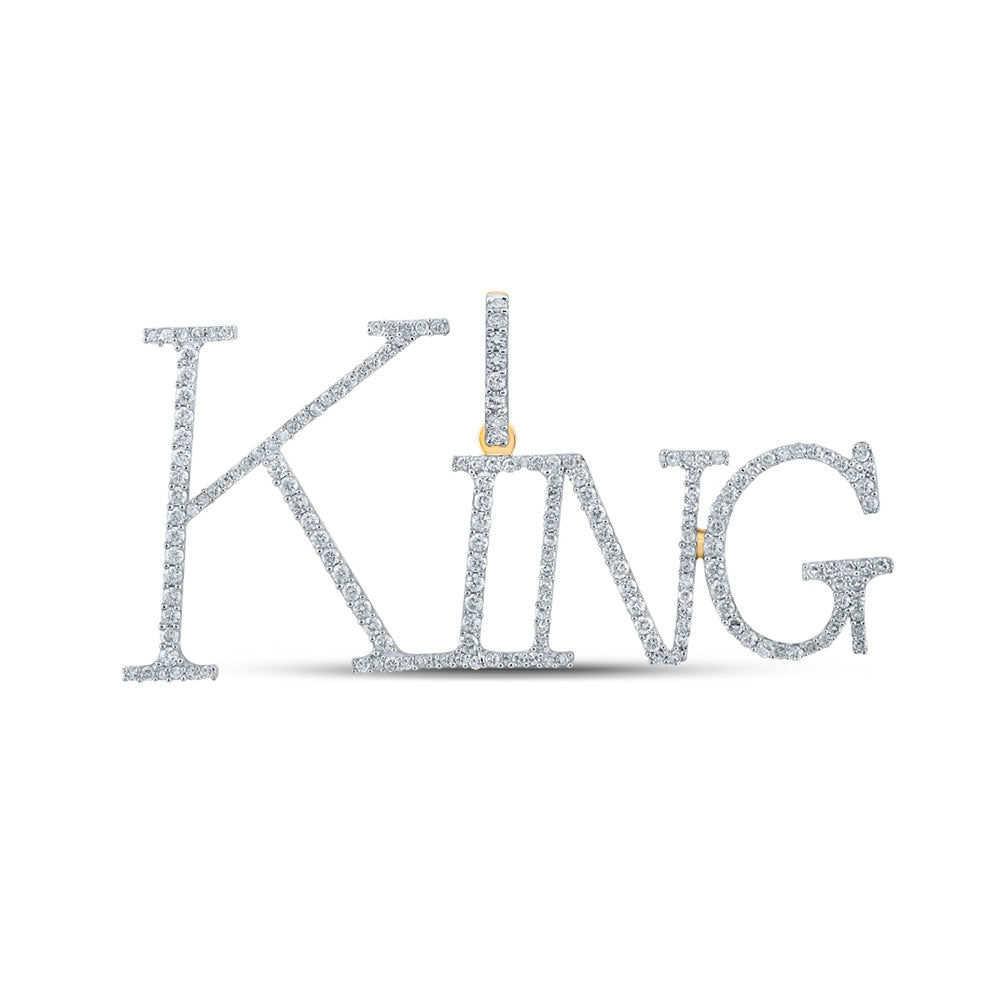 10kt Yellow Gold Mens Round Diamond King Name Charm Pendant 1 Cttw