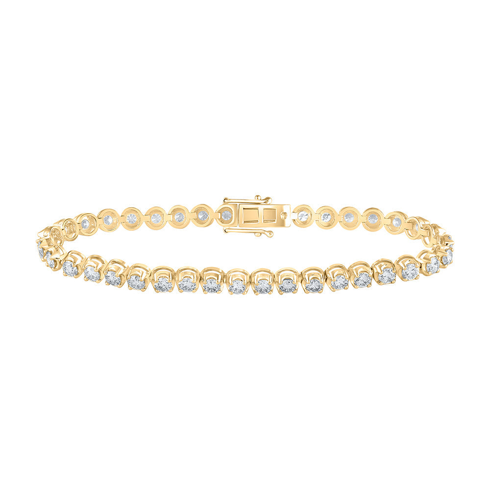 14kt Yellow Gold Womens Round Diamond Studded Tennis Bracelet 5 Cttw