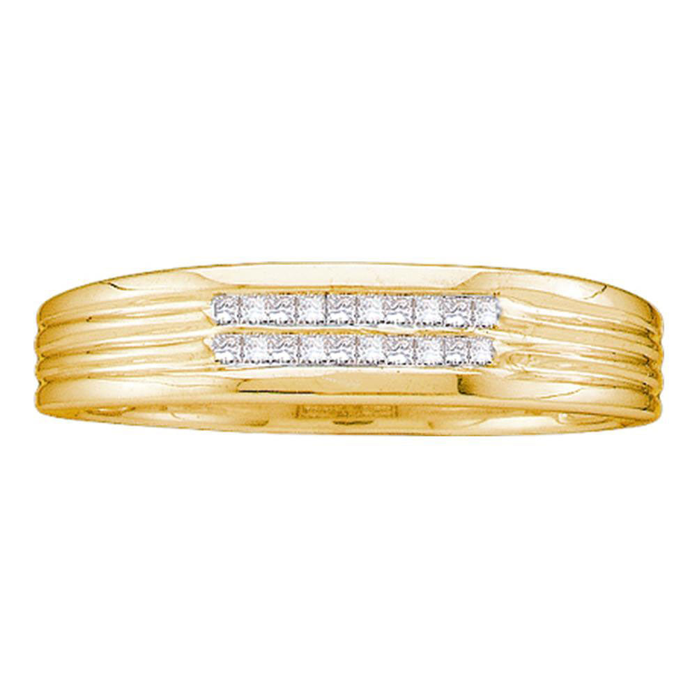10kt Yellow Gold Mens Princess Diamond Band Ring 1/6 Cttw