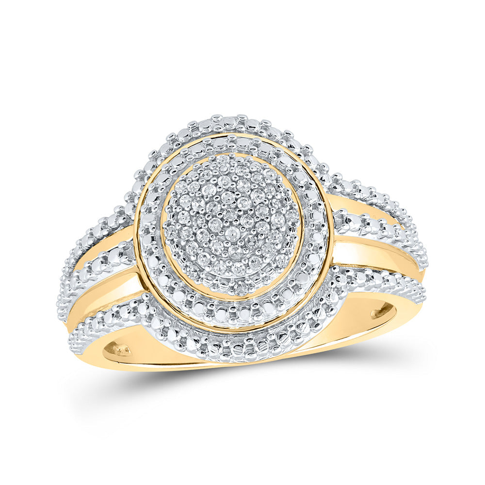 10kt Yellow Gold Womens Round Diamond Cluster Ring 1/8 Cttw