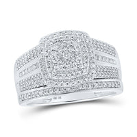 Load image into Gallery viewer, 10kt White Gold His Hers Round Diamond Square Matching Wedding Set 3/4 Cttw
