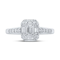 Load image into Gallery viewer, 14kt White Gold Emerald Diamond Halo Bridal Wedding Engagement Ring 3/4 Cttw
