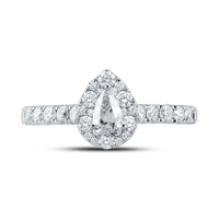 Load image into Gallery viewer, 14kt White Gold Pear Diamond Halo Bridal Wedding Engagement Ring 1 Cttw
