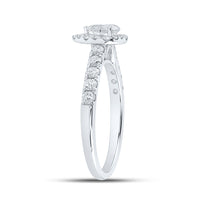 Load image into Gallery viewer, 14kt White Gold Pear Diamond Halo Bridal Wedding Engagement Ring 1 Cttw
