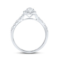 Load image into Gallery viewer, 14kt White Gold Pear Diamond Halo Bridal Wedding Engagement Ring 1 Cttw
