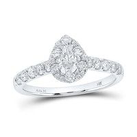 Load image into Gallery viewer, 14kt White Gold Pear Diamond Halo Bridal Wedding Engagement Ring 1 Cttw
