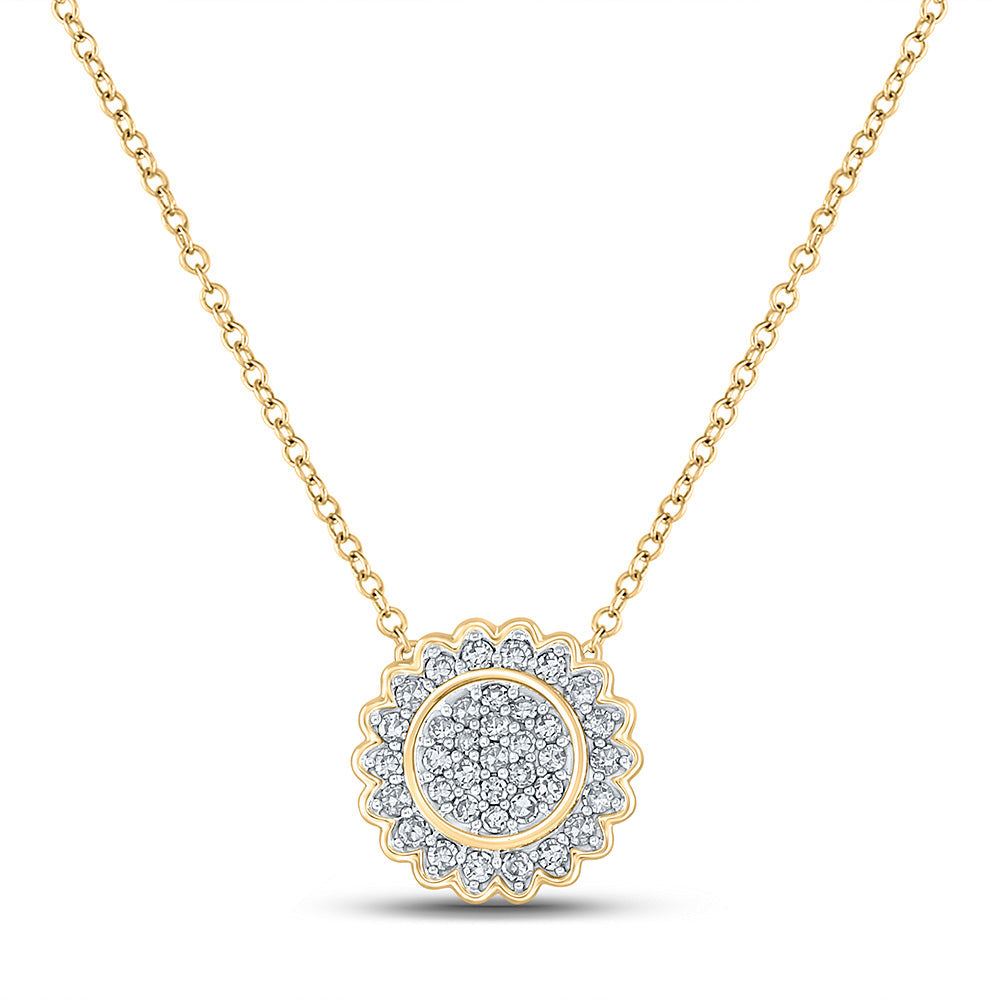 10kt Yellow Gold Womens Round Diamond 18-inch Cluster Necklace 1/5 Cttw