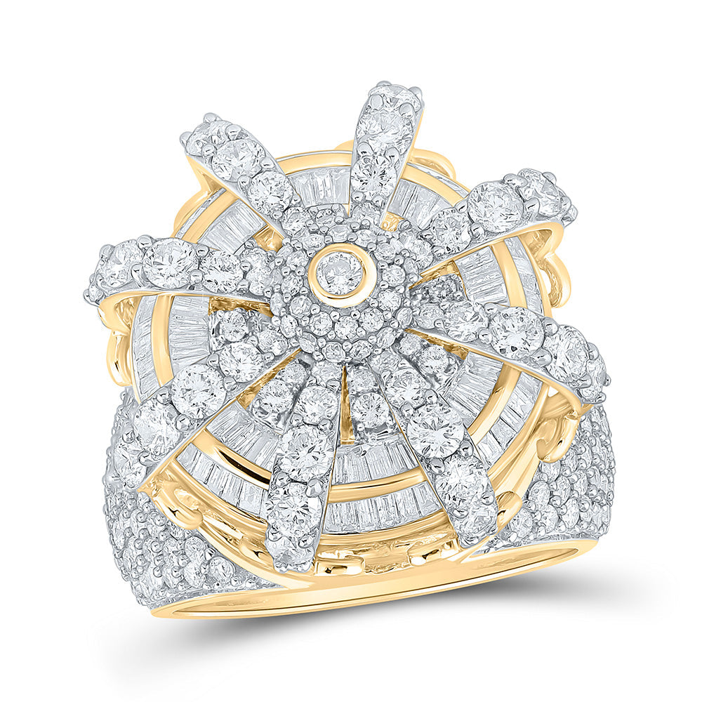 14kt Yellow Gold Mens Baguette Diamond Cluster Ring 6-1/2 Cttw