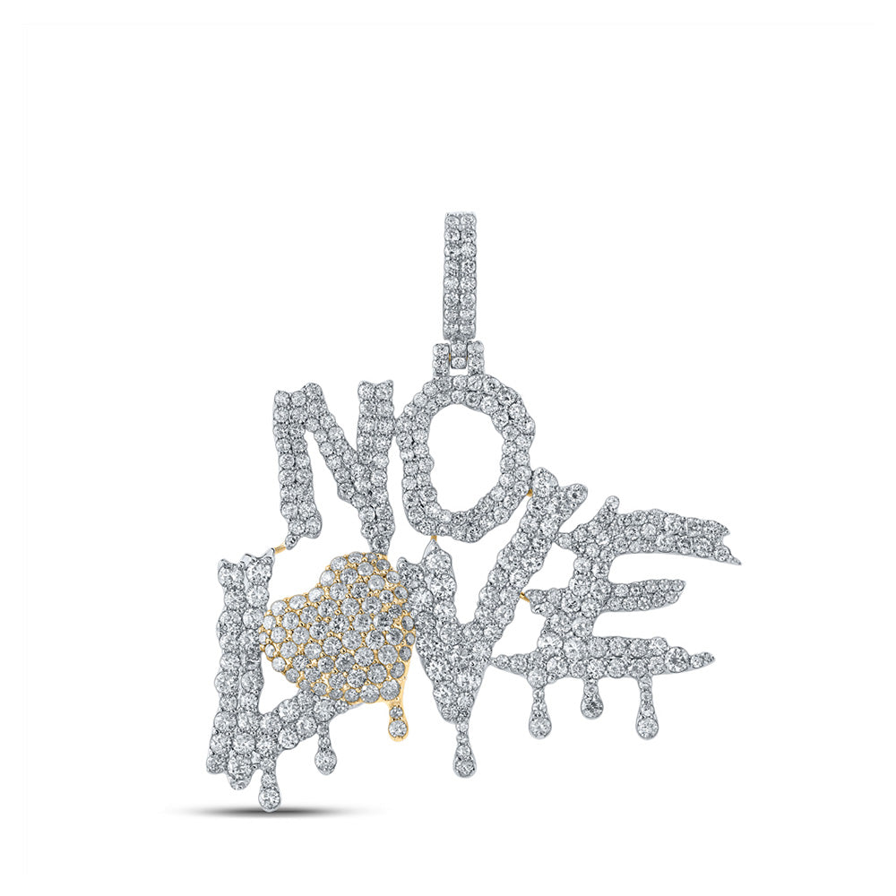 10kt Yellow Gold Mens Round Diamond No Love Phrase Charm Pendant 5-3/4 Cttw